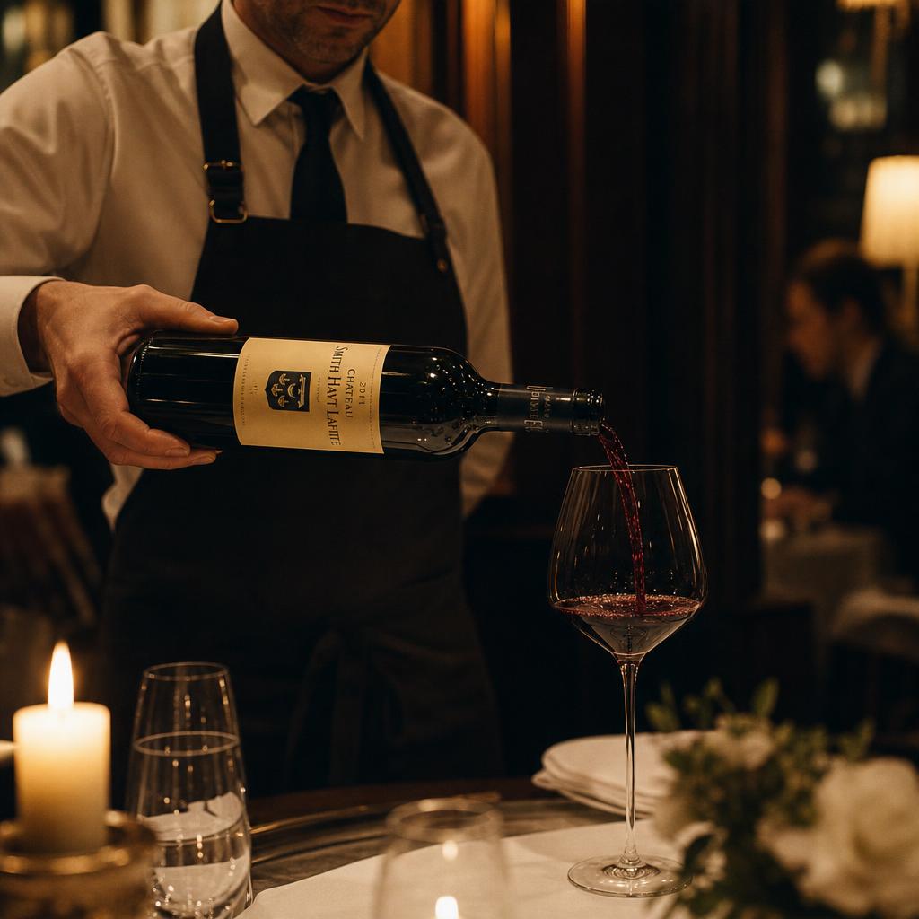 Sommelier pouring red wine